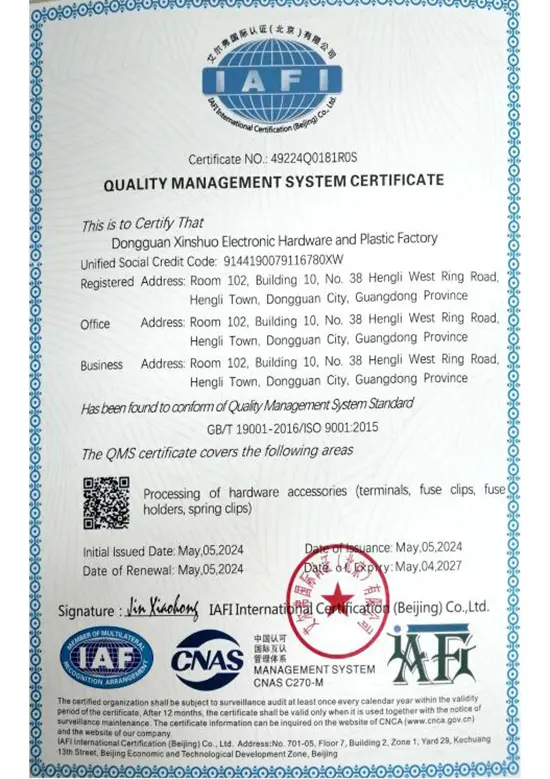 Our certificate